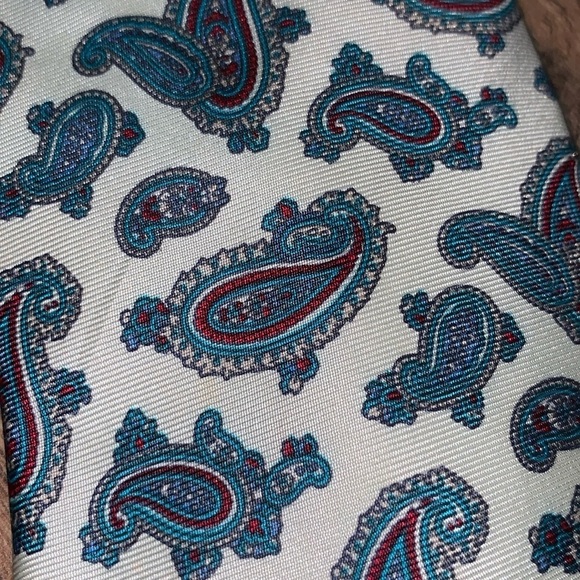 Teal Blue Paisley 100 % Italian Silk Neck Tie Made in USA Wedding Guest Holidays - Picture 3 of 10